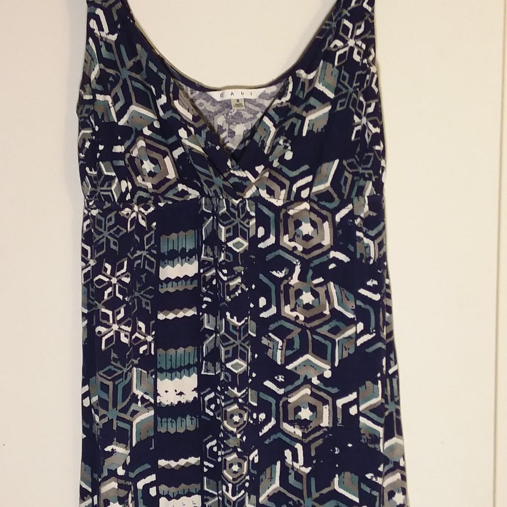 CAbi Baltic Blue Gray Surplice Stretch Rayon Jersey Tank, Size Small Style #359